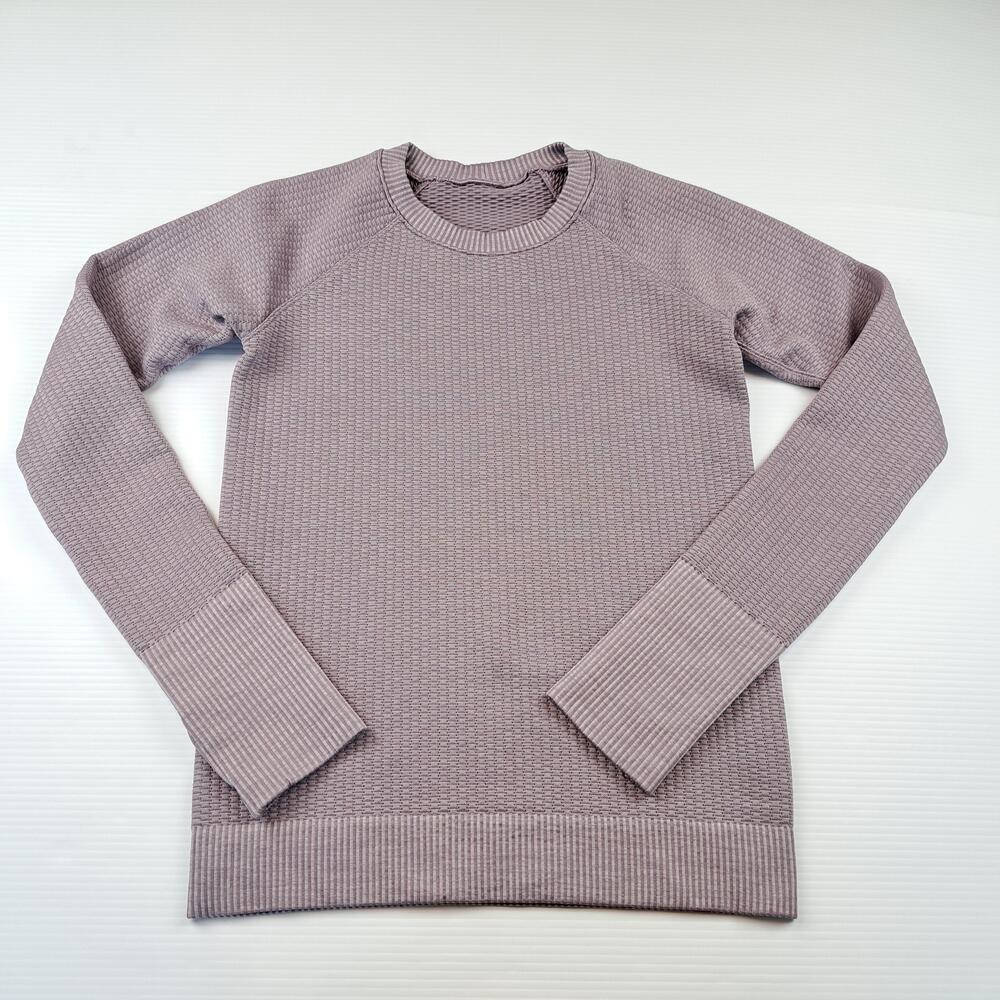 Lululemon Sweater Womens 4 Purple Rest Less Waffle Raglan Crewneck Pullover Top